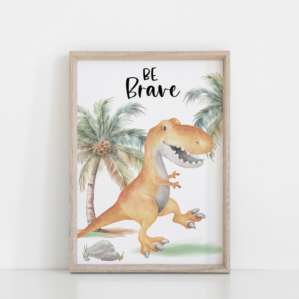 Dinosaur Wall Art Print Set of 3, Kids Bedroom Decor, Nursery theme, Positive Affirmation Message