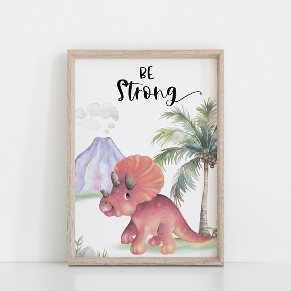 Dinosaur Wall Art Print Set of 3, Kids Bedroom Decor, Nursery theme, Positive Affirmation Message