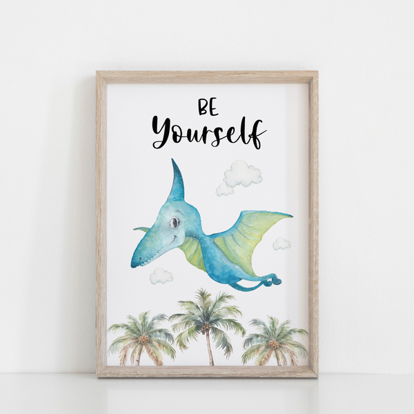 Dinosaur Wall Art Print Set of 3, Kids Bedroom Decor, Nursery theme, Positive Affirmation Message