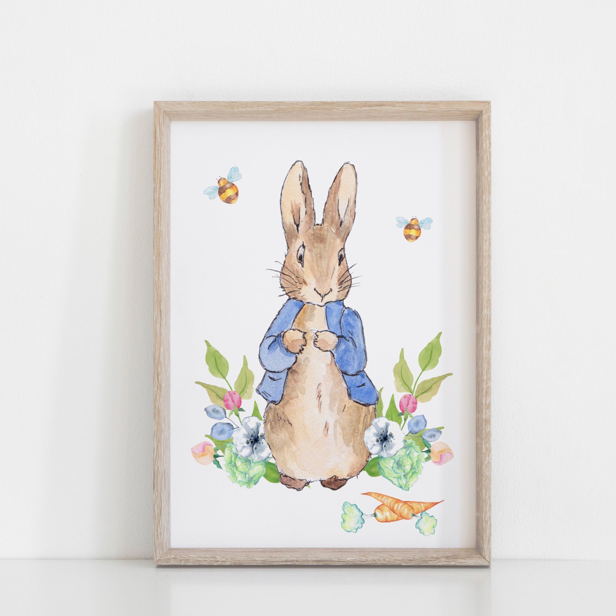 Blue Peter Rabbit Wall Nursery Print, Beatrix Potter Baby Boy Wall Art, Peter Rabbit Nursery Decoration A3, A4