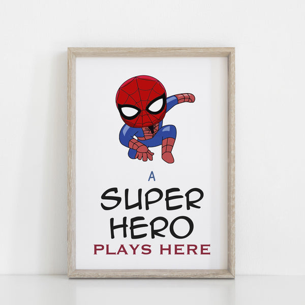 Set of 3 Personalised Spiderman Prints, Play Room Custom Name Wall Art, Superhero Prints