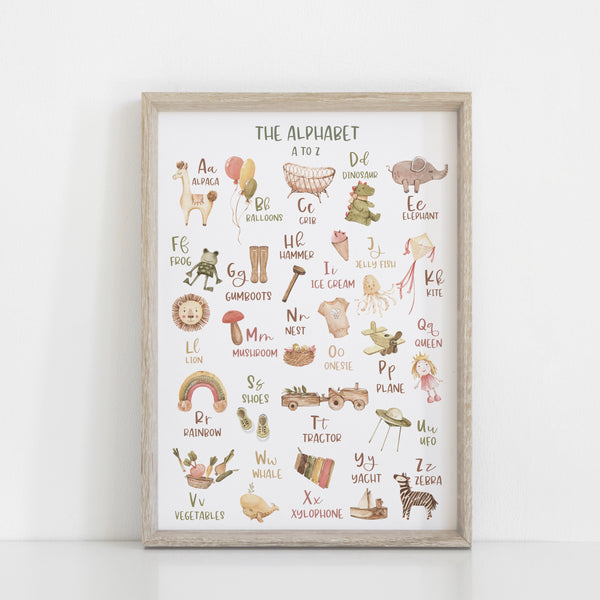 Custom Playroom Wall Print Educational Print Set Trio, Neutral Toy Room Theme, Nursery Art, Kids Bedroom Decor