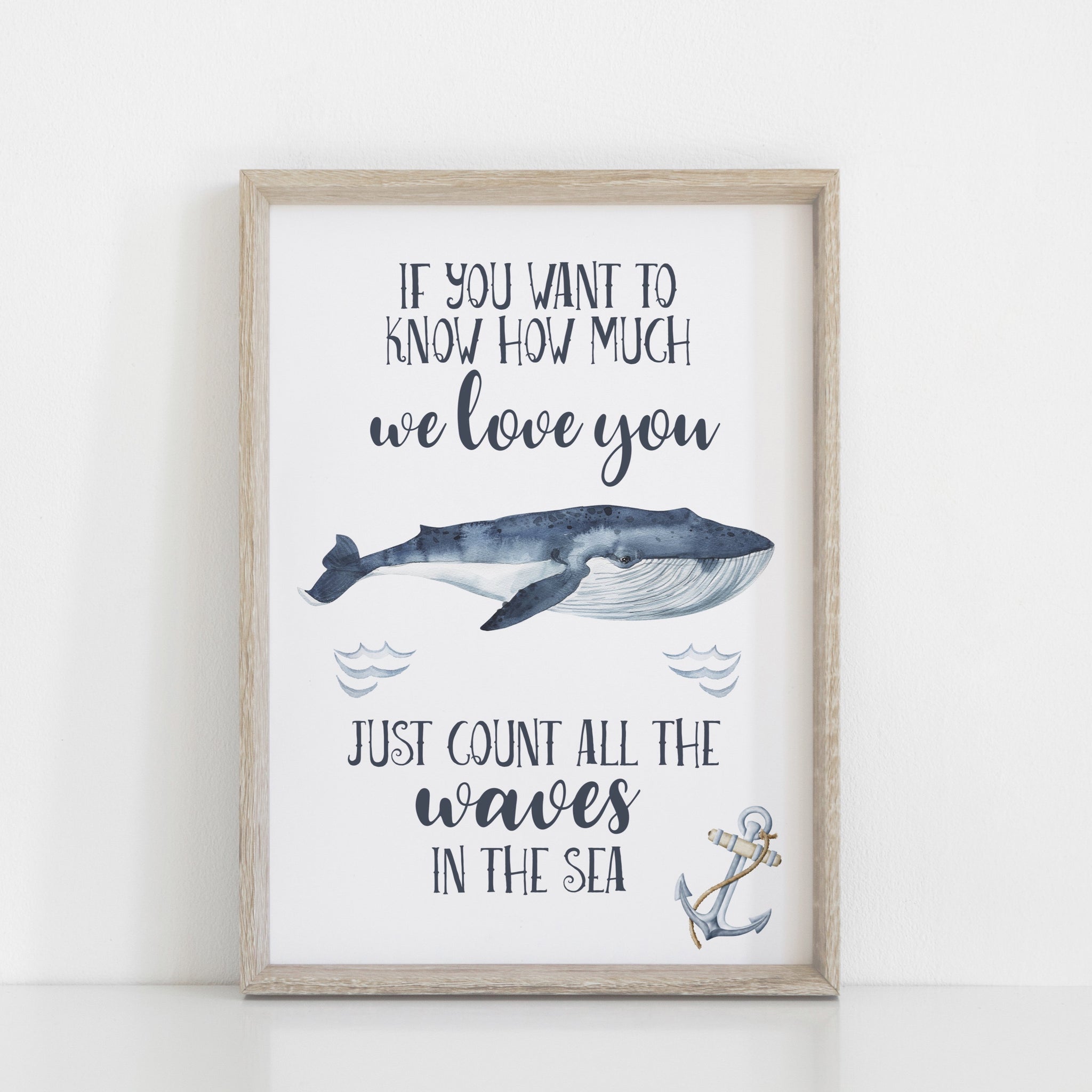Whale Wall Print, If You Want to Know How Much We Love You, Ocean Theme Nursery, Kids Bedroom Wall Art