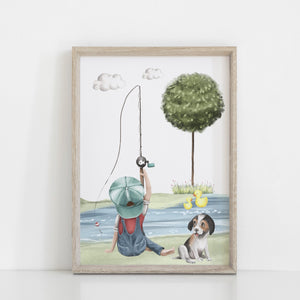 Fishing Nursery Art Print Wall Decor, Boys Bedroom Wall Print Decor