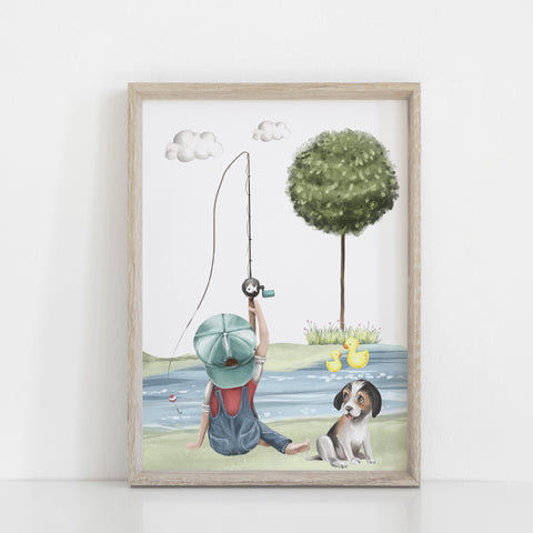 Fishing Nursery Art Print Wall Decor, Boys Bedroom Wall Print Decor