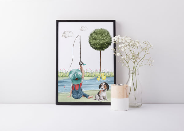 Fishing Nursery Art Print Wall Decor, Boys Bedroom Wall Print Decor