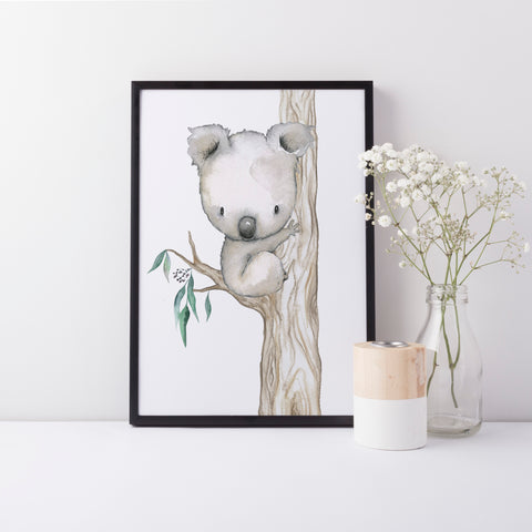 Koala Tree Nursery Print, Australian Animal Print, Kids Bedroom Wall Art Decor