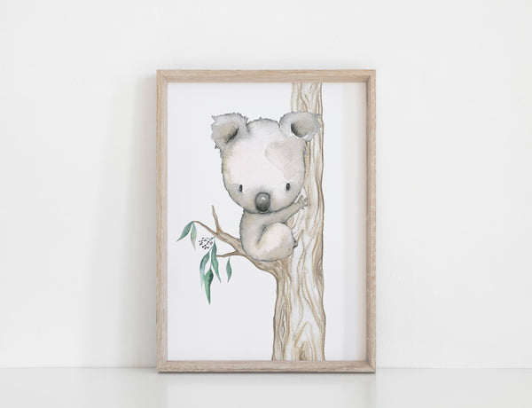 Koala Tree Nursery Print, Australian Animal Print, Kids Bedroom Wall Art Decor