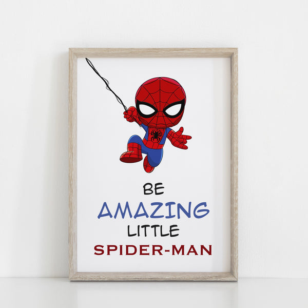 Set of 3 Personalised Spiderman Prints, Play Room Custom Name Wall Art, Superhero Prints