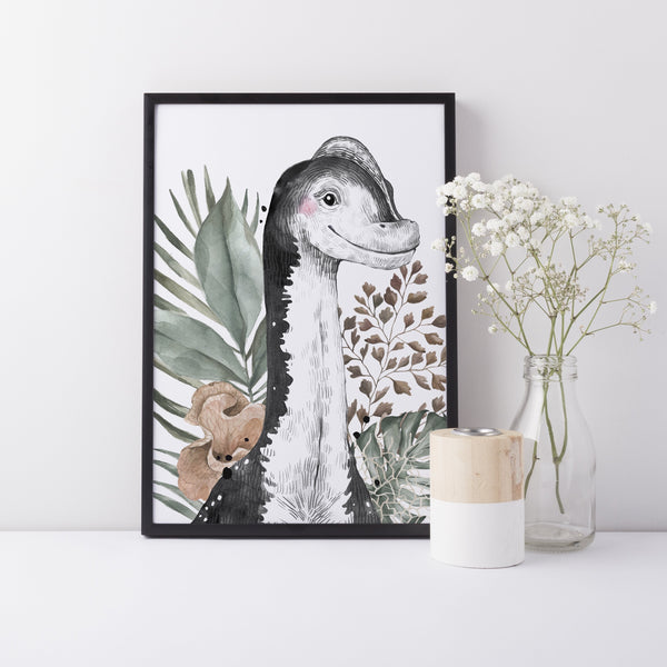 Dinosaur Wall Art Print Set of 6, Kids Bedroom Wall Art, Jurassic Theme Dinosaur Species Nursery Kids Bedroom Decor