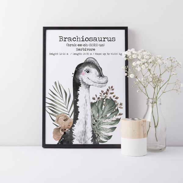Dinosaur Wall Art Print Set of 6, Educational Kids Bedroom Wall Art, Jurassic Theme Dinosaur Species Nursery Kids Bedroom Decor