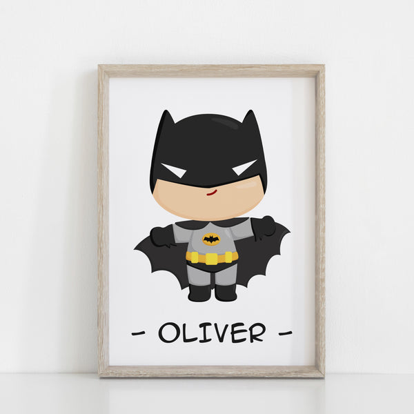 Set of 3 Personalised Batman Prints, Boys Room Wall Art, Batman Poster, Superhero print