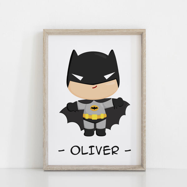 Set of 3 Personalised Batman Prints, Boys Room Wall Art, Batman Poster, Superhero print