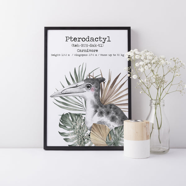 Dinosaur Wall Art Print Set of 6, Educational Kids Bedroom Wall Art, Jurassic Theme Dinosaur Species Nursery Kids Bedroom Decor