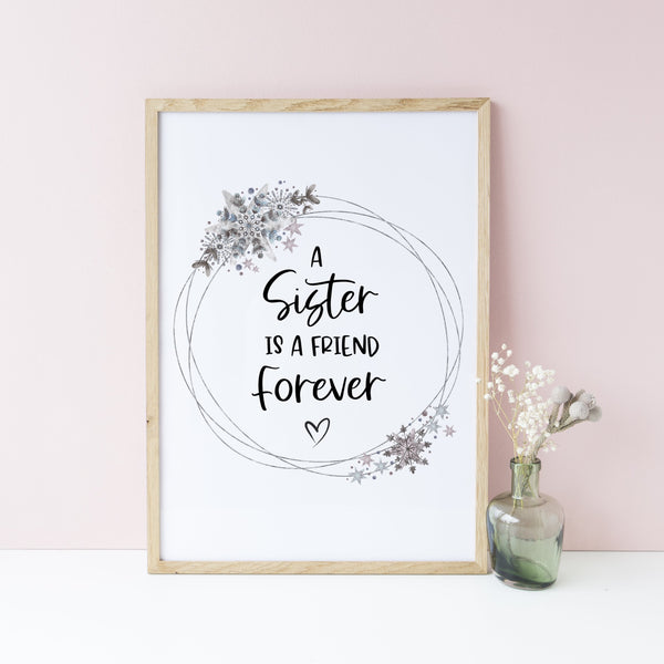 Frozen Inspired Quote Wall Print, A Sister is a Friend Forever, Disney Wall Art, Kids Bedroom Decor