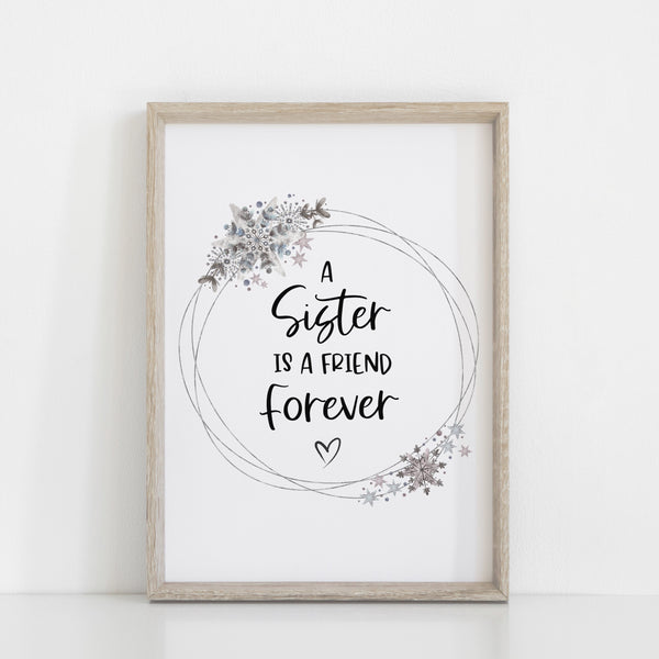 Frozen Elsa & Anna Wall Print Set of 3, A Sister is a Friend Forever Quote, Disney Wall Art, Kids Bedroom Decor, Frozen Wall Print