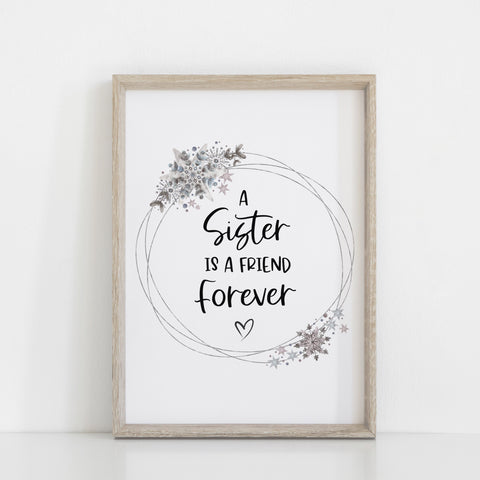 Frozen Inspired Quote Wall Print, A Sister is a Friend Forever, Disney Wall Art, Kids Bedroom Decor