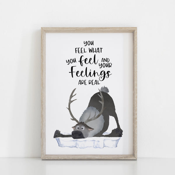 Frozen Elsa & Anna Wall Print Set of 3, Olaf Worth Melting For, Sven Feelings Quote, Disney Wall Art, Kids Bedroom Decor, Frozen Wall Print