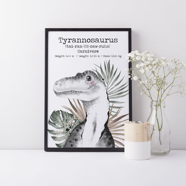 Dinosaur Wall Art Print Set of 6, Educational Kids Bedroom Wall Art, Jurassic Theme Dinosaur Species Nursery Kids Bedroom Decor