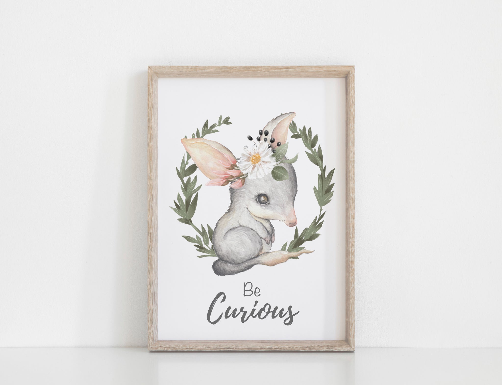 Australian Animal Wall Prints, Set of 4 Nursery Prints, Floral Kangaro