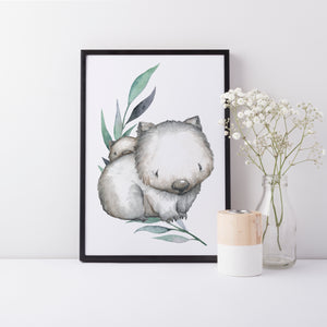 Wombat Nursery Print, Australian Animal Print, Kids Bedroom Wall Art Decor