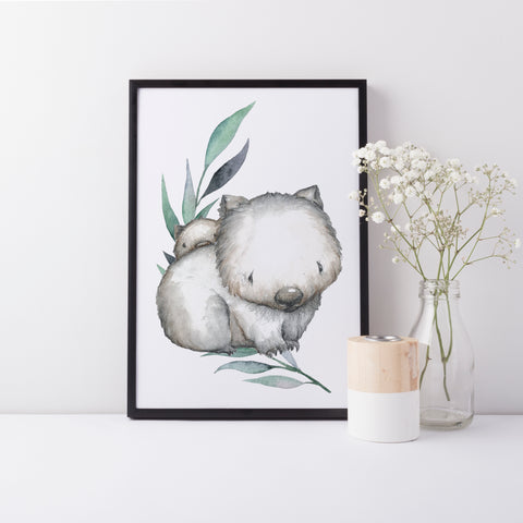 Wombat Nursery Print, Australian Animal Print, Kids Bedroom Wall Art Decor