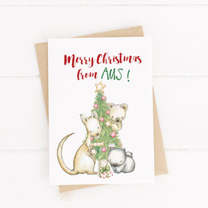 Christmas Card / Australian Animal Card / Animal Pun / C6 Blank Inside / Merry Christmas from Aus