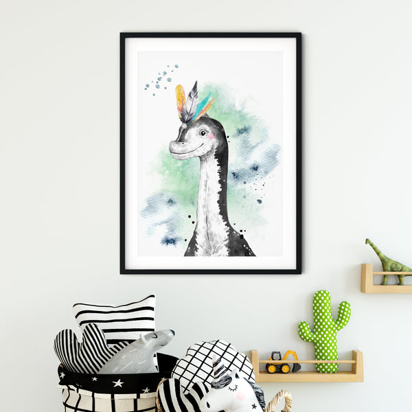 Dinosaur Wall Art Print, Kids bedroom Playroom Wall Print, Boho Dinosaur Jurassic wall decor