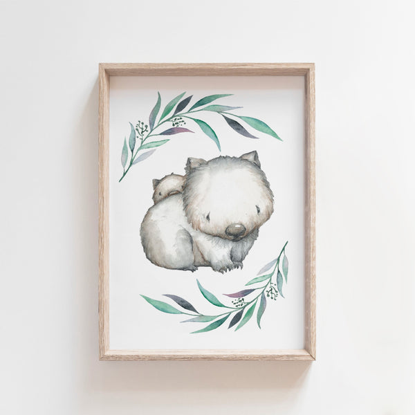 Wombat Nursery Print, Australian Animal Print Baby Nursery Art Decor A3, A4 or A5 Wall Art
