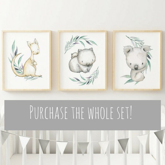 Wombat Nursery Print, Australian Animal Print Baby Nursery Art Decor A3, A4 or A5 Wall Art