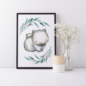 Wombat Nursery Print, Australian Animal Print Baby Nursery Art Decor A3, A4 or A5 Wall Art