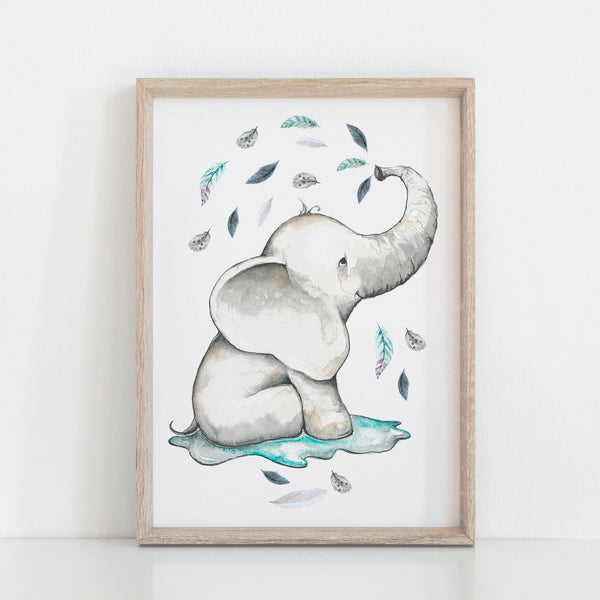 Dream Big Little One, Boho Nursery Art Decor, Set of 3, Boho Elephant Blue Nursery Print A3, A4 or A5