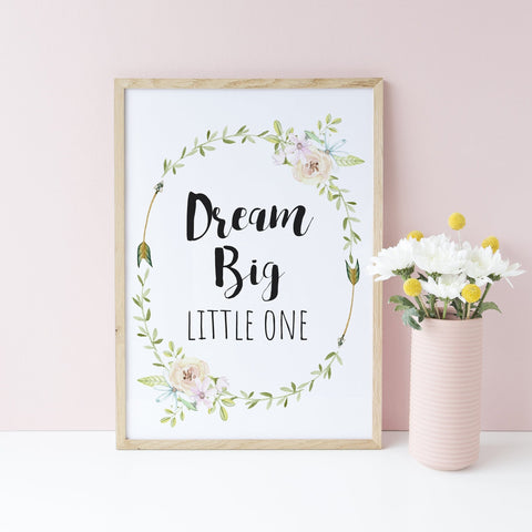 Boho Soft Floral Dream Big Little One Print, Wall Poster, Baby Girl Print, Baby Shower Gift, Nursery Decor Home Print A3, A4 or A5