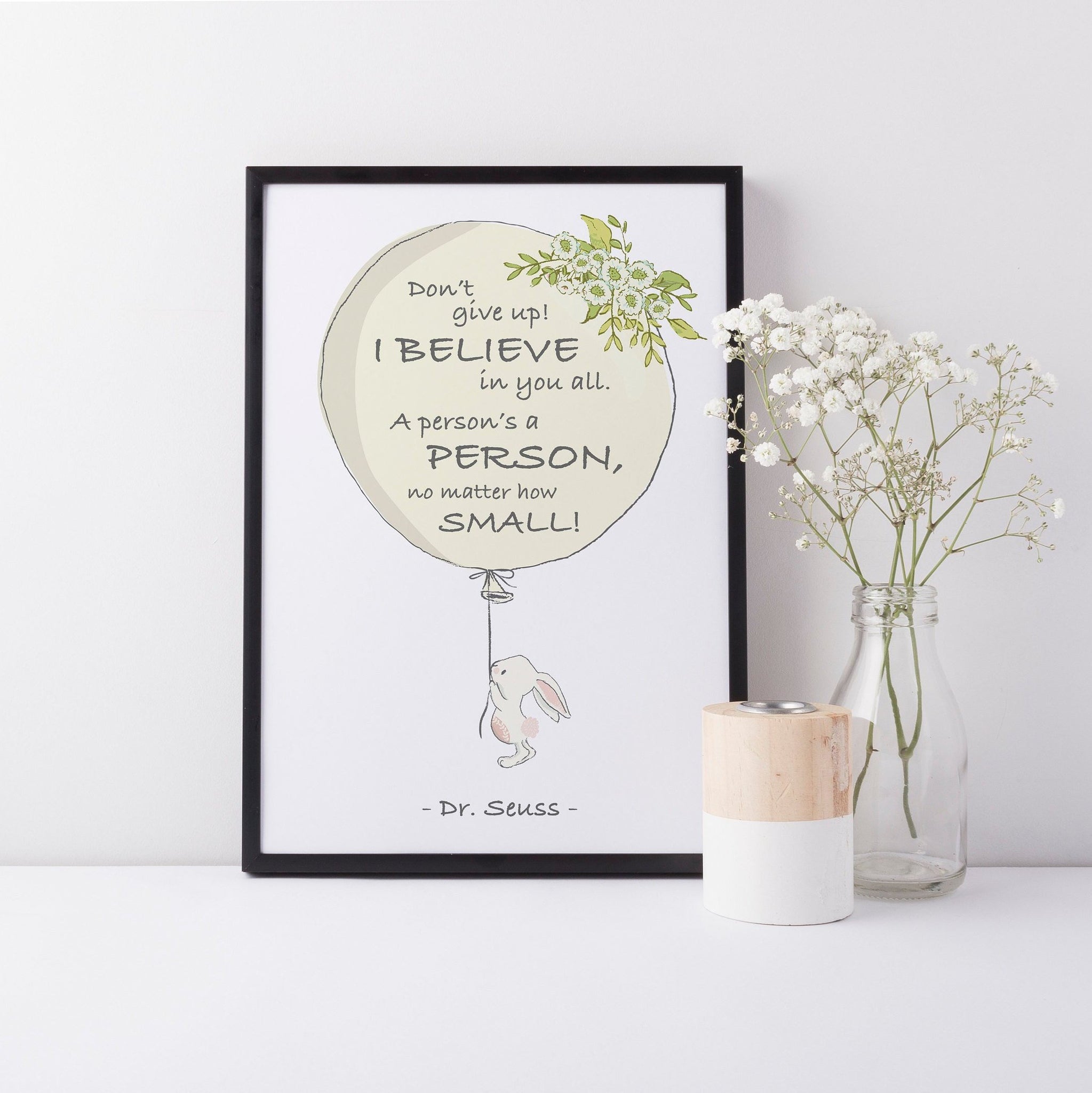 Dr Seuss Quote "A Person's A Person No Matter How Small" Kids Bedroom Baby Nursery Wall Art
