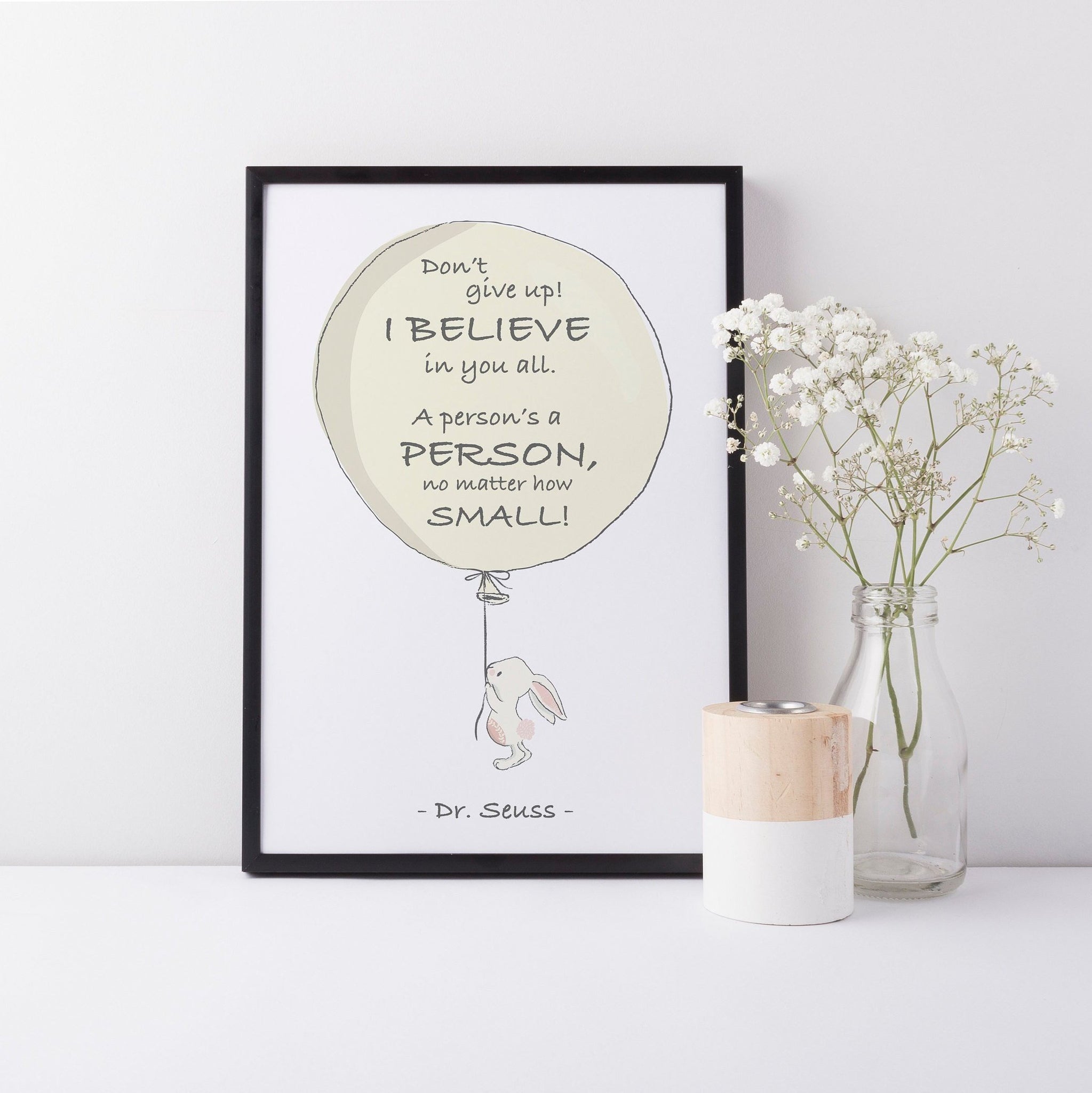 Dr Seuss Quote "A Person's A Person No Matter How Small"  Kids Bedroom Baby Nursery Wall Print