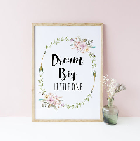 Floral Dream Big Little One Print, Wall Poster, Baby Girl Print, Baby Shower Gift, Nursery Decor Home Print A3, A4 or A5