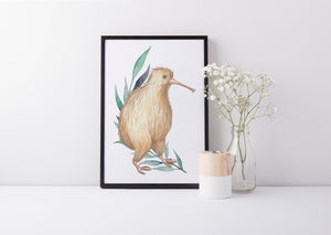 Kiwi Bird Nursery Print, New Zealand Animal Print Baby Nursery Art Decor A3, A4 or A5 Wall Art Print