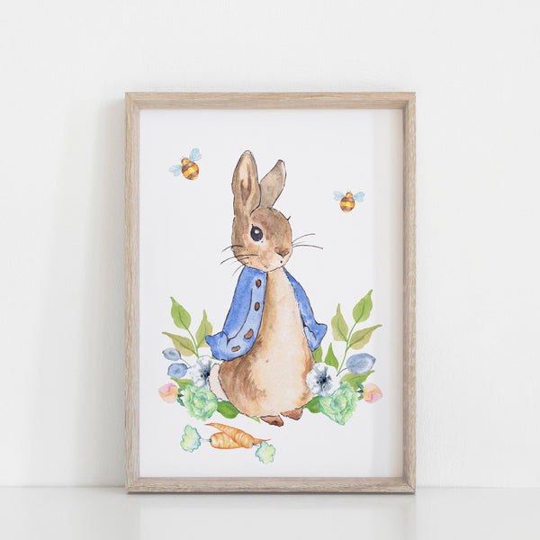 Peter Rabbit Wall Nursery Print, Blue Beatrix Potter Baby Boy Wall Art, Peter Rabbit Nursery Decoration A3, A4 or A5