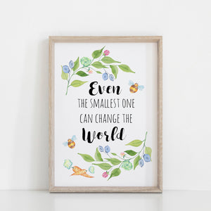 Peter Rabbit Quote Wall Nursery Print, Even the Smallest One Can Change the World Quote Wall Art, Nursery Decoration A3, A4 or A5