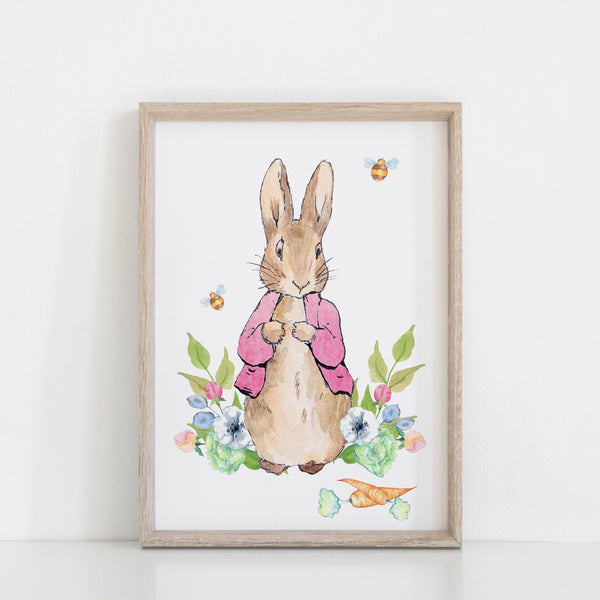 Peter Rabbit Print Set, Even the Smallest One Quote, Pink Beatrix Potter Baby Nursery Decor Wall Art, Set of 3, A3, A4 or A5