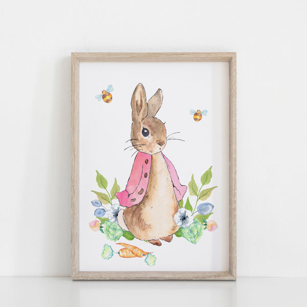 Peter Rabbit Print Set, Even the Smallest One Quote, Pink Beatrix Potter Baby Nursery Decor Wall Art, Set of 3, A3, A4 or A5
