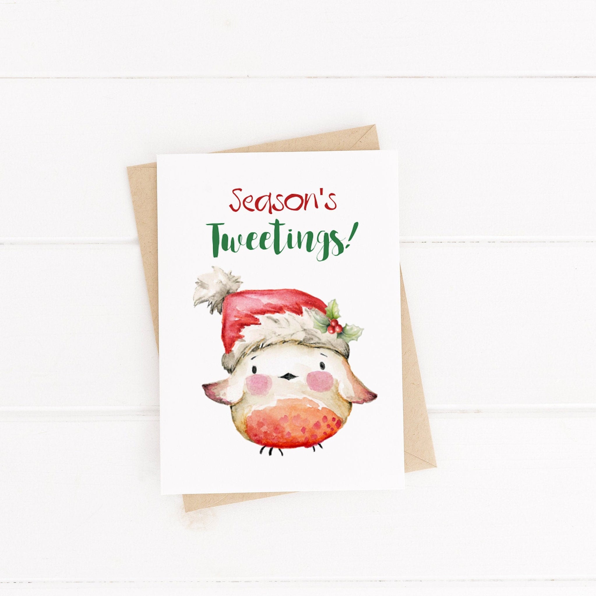 Funny Christmas Card / Christmas Card / Animal Pun / C6 Blank Inside / Season's Tweetings