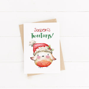Funny Christmas Card / Christmas Card / Animal Pun / C6 Blank Inside / Season's Tweetings