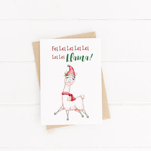 Funny Christmas Card / Llama Card / Animal Pun / C6 Blank Inside / Fa la la la la la la la Llama