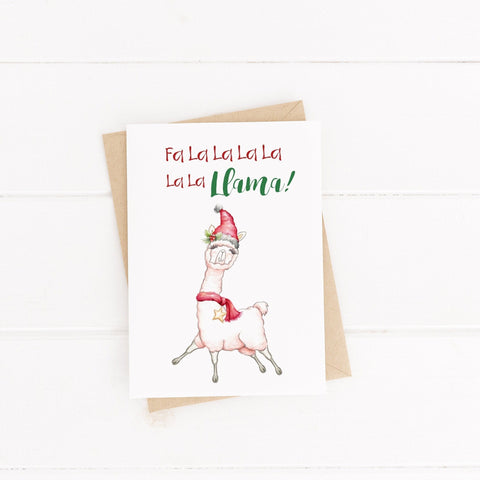 Funny Christmas Card / Llama Card / Animal Pun / C6 Blank Inside / Fa la la la la la la la Llama