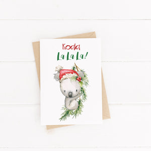 Funny Koala Greeting Card / Christmas Card / Animal Pun / C6 Blank Inside / Koala la la la
