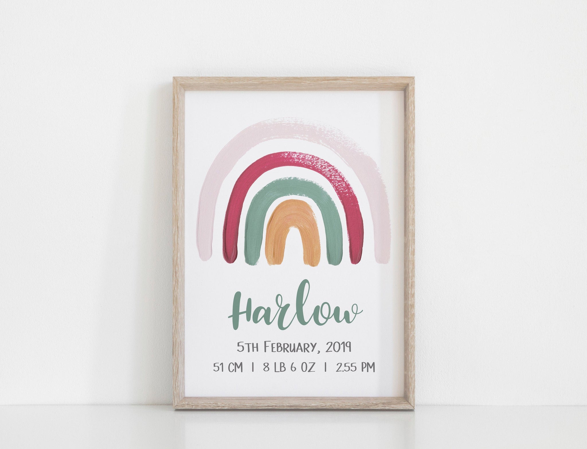 Rainbow Personalised Print Set, Earth Rainbow Kids Bedroom Wall Art, Custom Nursery Print