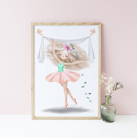 Ballerina Girls Bedroom Print, Wall Decor, Baby Girl Nursery Print, Ballet Theme Wall Print