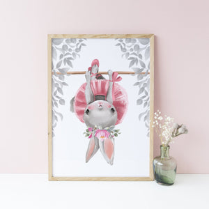 Ballet Bunny Girls Bedroom Print, Wall Decor, Baby Girl Nursery Print, Ballerina Theme Wall Print