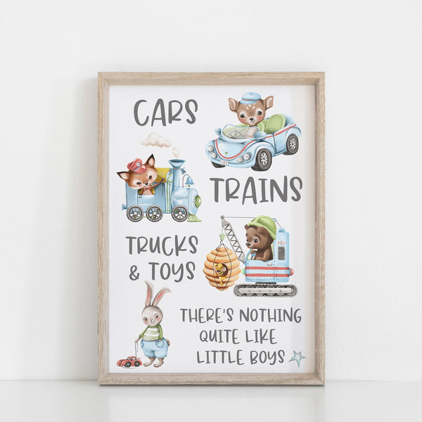 Transportation Nursery Art Print Wall Decor, Set of 3, Boys Bedroom Wall Prints, Planes Trains Trucks Toys Quote,